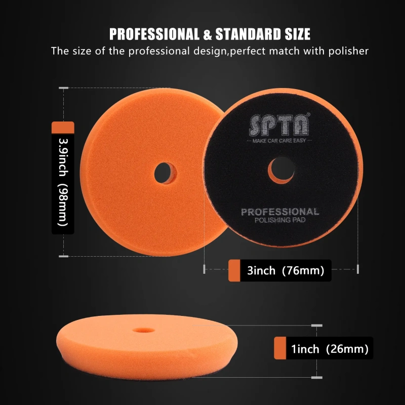 SPTA V2.0 Orange Heavy Cut Polishing Pad Flat Pad for Car Buffer Polisher Compounding Remove 1500# Sanding Marks
