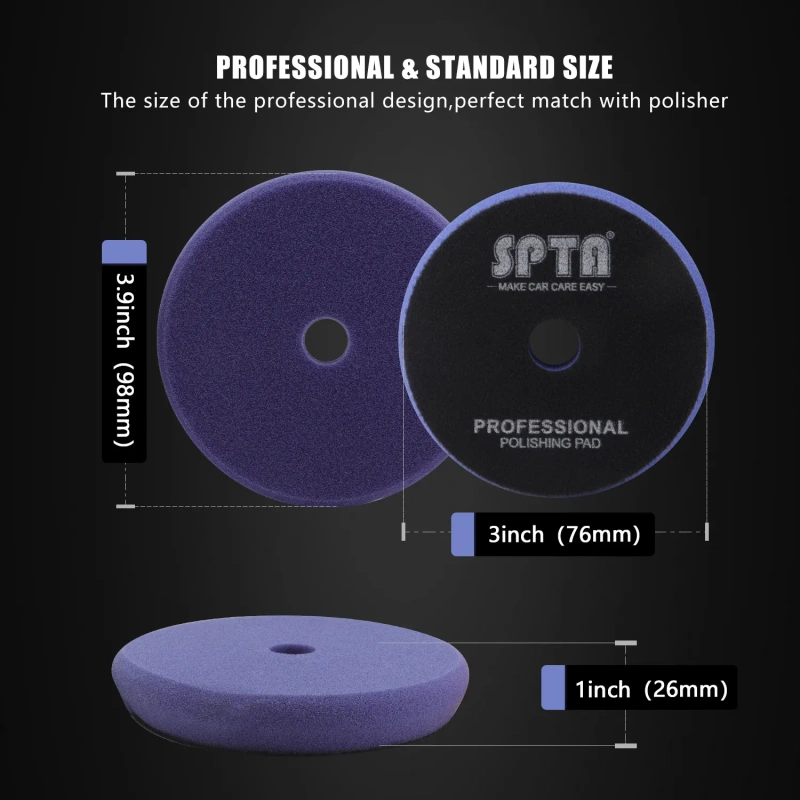 SPTA V2.0 Blue Medium Cut Polishing Pad Flat Pad for Car Buffer Polisher Compounding Remove 1500# -2000# Sanding Marks