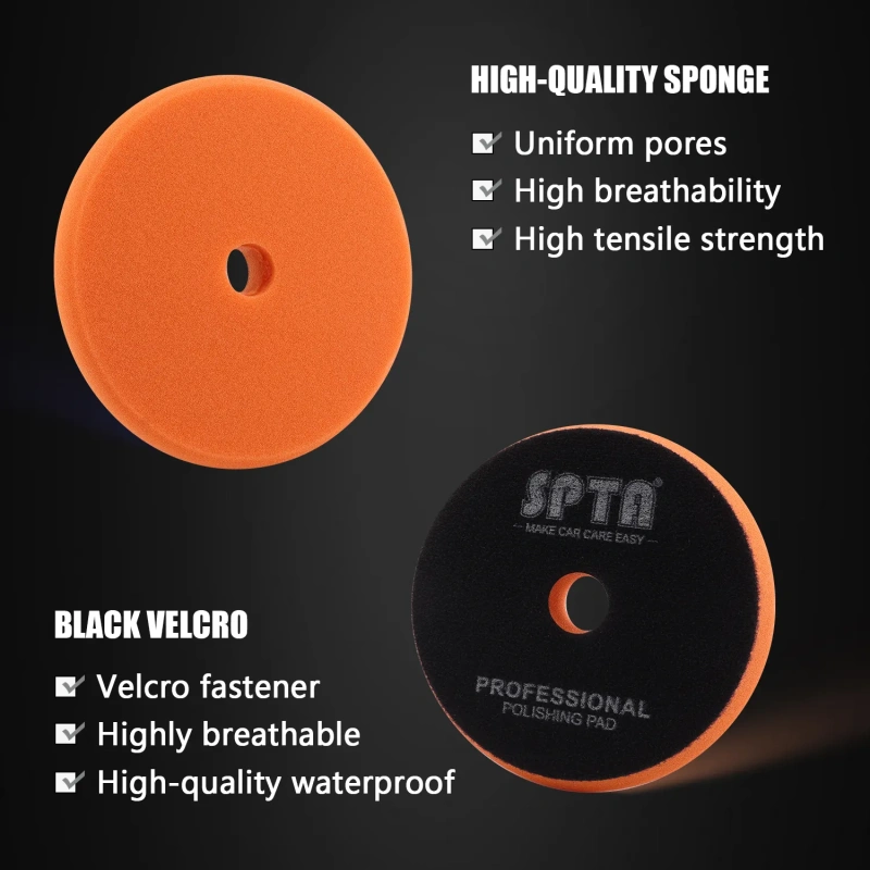 SPTA V2.0 Orange Heavy Cut Polishing Pad Flat Pad for Car Buffer Polisher Compounding Remove 1500# Sanding Marks