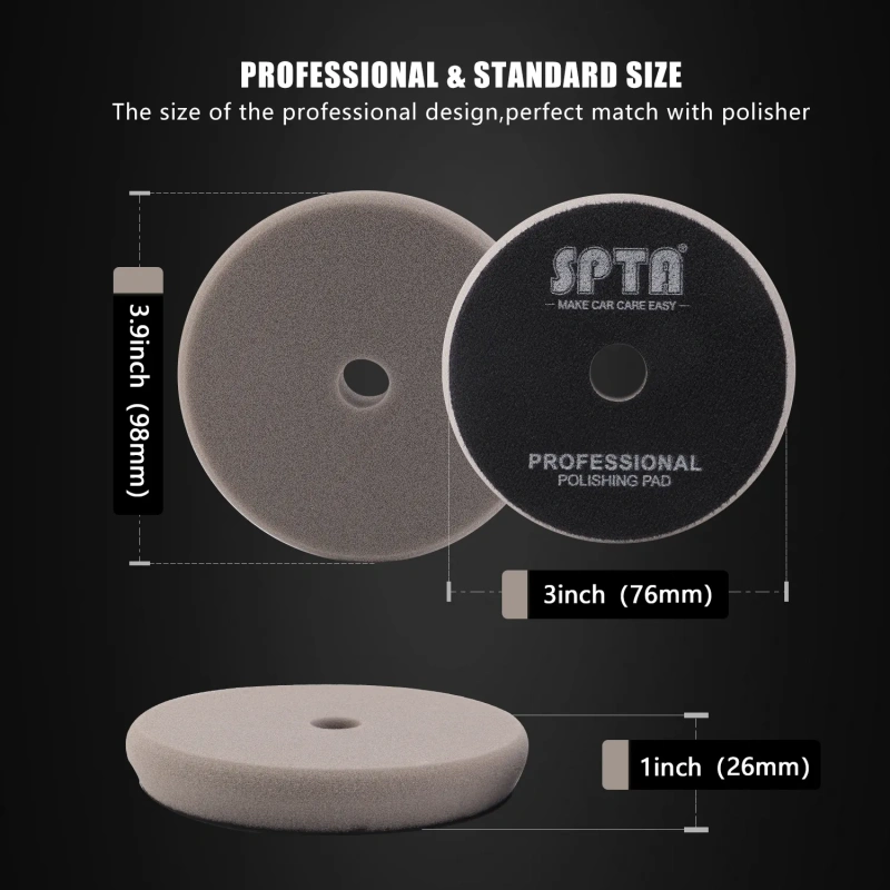 SPTA V2.0 Gray Finish Polishing Pad Flat Pad for Car Buffer Polisher Compounding