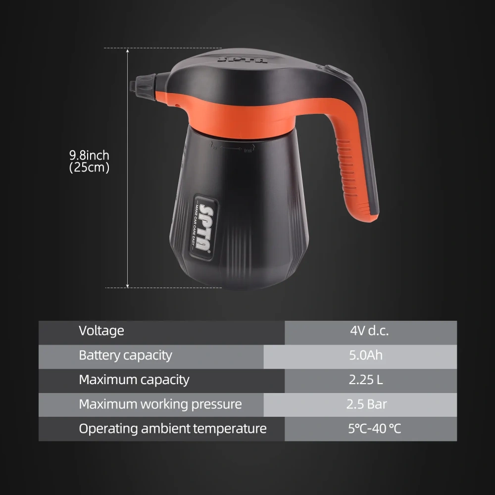 SPTA 1Pc 2.25L Electric Car Foam Sprayer, Battery Powered