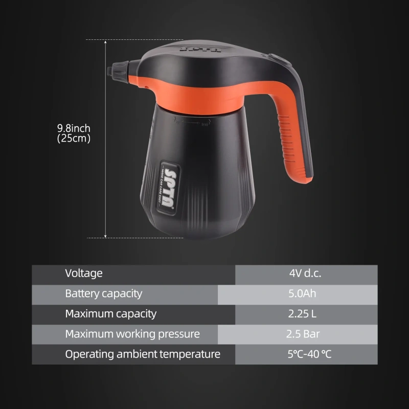 SPTA 1Pc 2.25L Electric Car Foam Sprayer, Battery Powered Foam Sprayer Cordless Pump Foam Sprayer for Car Cleaning Kit