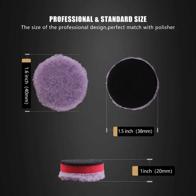 SPTA 10Pcs 12.5mm/1inch/2inch/3inch Wool Pad Purple Wool Pads Set