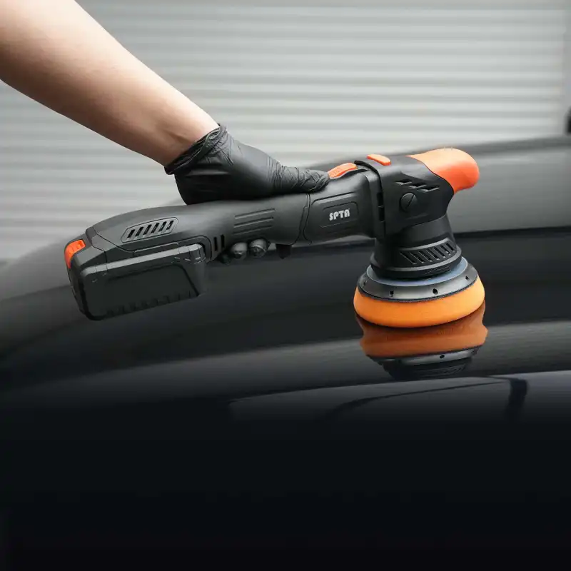 SPTA CP404 Orbit 9mm Black&Orange 5"Brushless Dual Action Polisher, Portable-type Cordless Polisher - Fast Charge