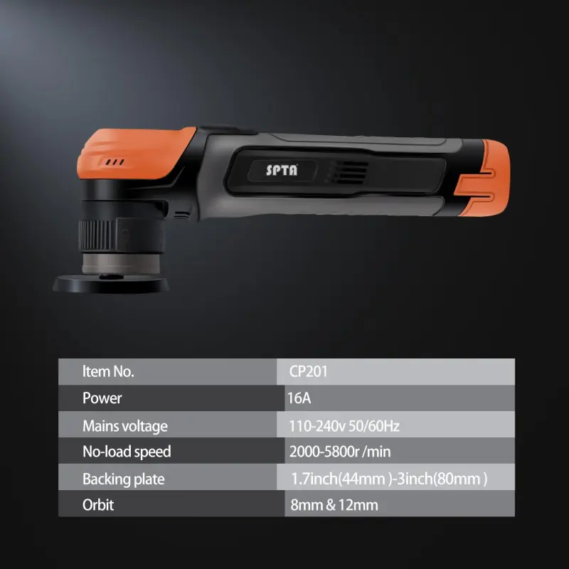 SPTA CP201 Cordless Mini Polisher Detail Dual Action And Rotary Polisher Constant Speed Output For Car Polishing - Fast Charge