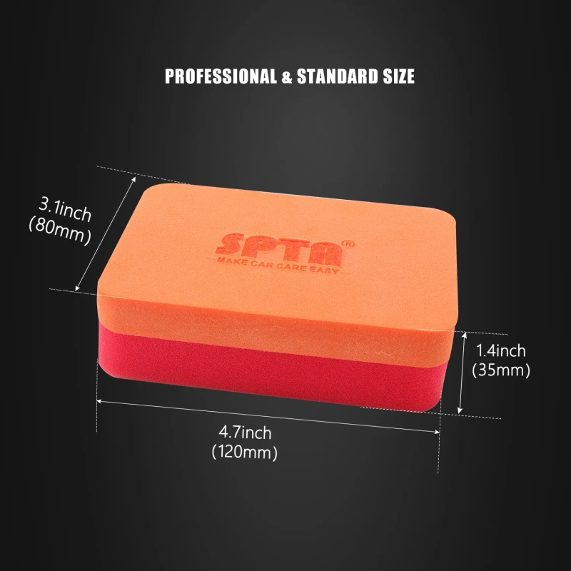 SPTA WF007 Ceramic Coating Sponge Applicator 120*80*35mm Orange For Removing Paint Overspray Without Scratcing Surfaces