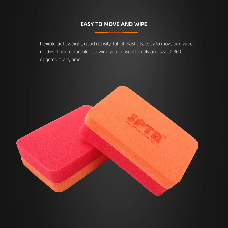 SPTA WF007 Ceramic Coating Sponge Applicator 120*80*35mm Orange For Removing Paint Overspray Without Scratcing Surfaces