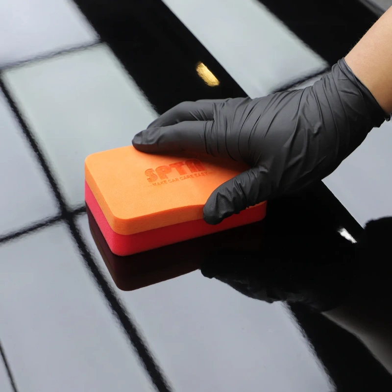 SPTA WF007 Ceramic Coating Sponge Applicator 120*80*35mm Orange For Removing Paint Overspray Without Scratcing Surfaces
