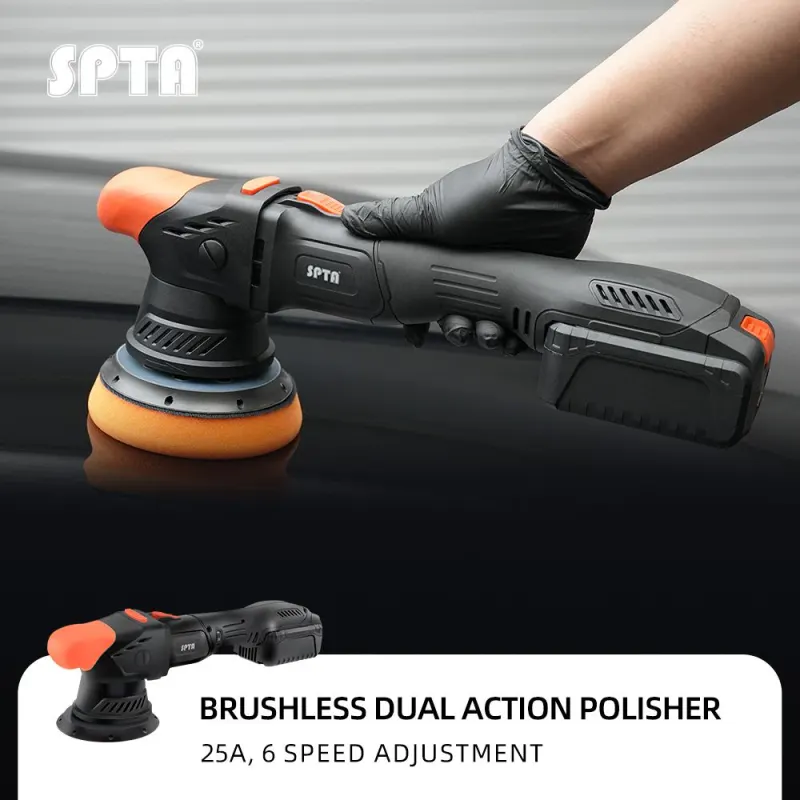 SPTA CP404 Orbit 9mm Black&Orange 5"Brushless Dual Action Polisher, Portable-type Cordless Polisher - Fast Charge