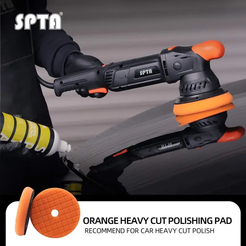 SPTA V2.0 Orange Heavy Cut Polishing Pad for Car Buffer Polisher Compound Polishing Sponge Pads Compounding, Polishing,Remove 1200#/1500# Sanding Marks