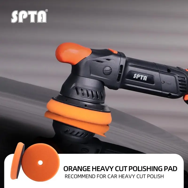 SPTA V2.0 Orange Heavy Cut Polishing Pad for Car Buffer Polisher Compound Polishing Sponge Pads Compounding, Polishing,Remove 1200#/1500# Sanding Marks
