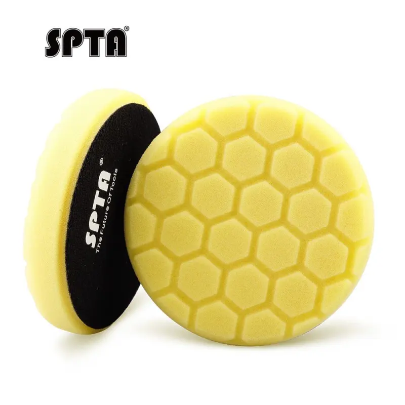 SPTA 3 Inch to 7 Inch T80 Intensive Cutting Swirl-Free Foam Polishing Pad For DA/RO/GA Hex-Logic Buffing Pads To Remove 1500/2000# sanding disc marks, swirl marks & heavy/medium oxidation