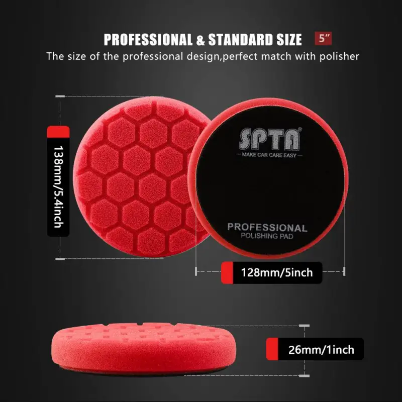 SPTA 3 Inch to 7 Inch T10 Ultra-Fine Finishing Foam Polishing Pad Swirl-Free, Gloss Finish Polish Pad For DA/RO Car Polisher Hex-Logic Buffing Pads To Remove Light Cutting Pad, Remove Car Wash Scratches & Ultra-Fine Swirl Marks