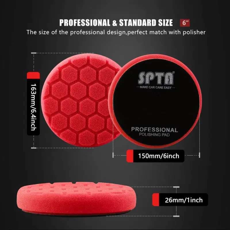 SPTA 3 Inch to 7 Inch T10 Ultra-Fine Finishing Foam Polishing Pad Swirl-Free, Gloss Finish Polish Pad For DA/RO Car Polisher Hex-Logic Buffing Pads To Remove Light Cutting Pad, Remove Car Wash Scratches & Ultra-Fine Swirl Marks