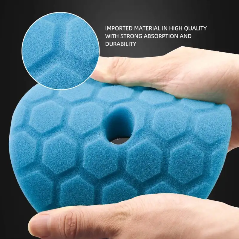 SPTA 3 Inch to 6 Inch T60 Moderate-Cut Foam Polishing Pad For DA/RO Car Polisher Hex-Logic Pads To Remove 1500#/2000# Sanding disc marks & Medium oxidation Over Spray, And Surface imperfections