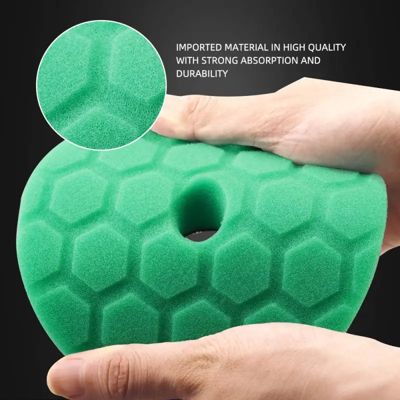 SPTA 3 Inch to 6 Inch T120 Green Heavy Cut Foam Polishing Pad For DA/RO/GA Car Buffer Polisher Hex-Logic PadsTo Remove 1200/1500# Sanding Disc Marks ,Deep Scratches,Overspray, Orange Pee & Heavy Oxidation