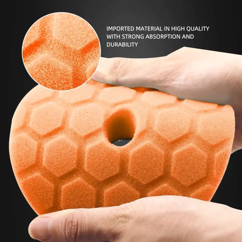SPTA 3 Inch to 6 Inch T40 Orange Medium-Cut Foam Polishing Pad For DA/RO Car Polisher Hex-Logic Pads To Remove Light Cutting Pad ,Remove 2000# Sanding Disc Marks ,Fine Scratches & Light Oxidation High-Cut Foam Pad