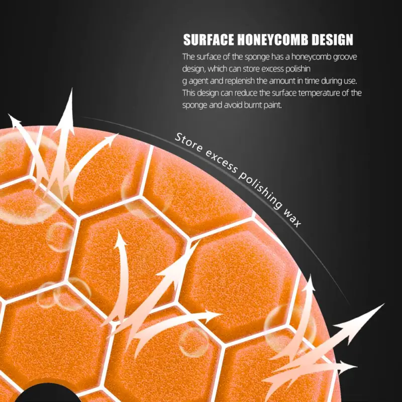 SPTA 3 Inch to 6 Inch T40 Orange Medium-Cut Foam Polishing Pad For DA/RO Car Polisher Hex-Logic Pads To Remove Light Cutting Pad ,Remove 2000# Sanding Disc Marks ,Fine Scratches & Light Oxidation High-Cut Foam Pad