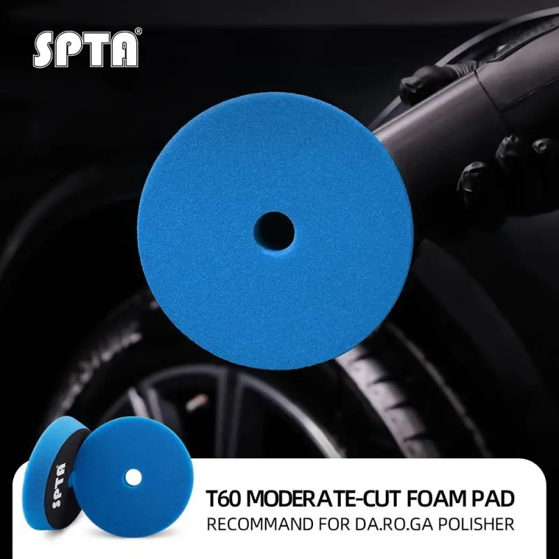 SPTA 3 Inch to 6 Inch T60 Moderate-Cut Foam Polishing Pad For DA/RO Car Polisher To Remove 1500#/2000# Sanding disc marks & Medium oxidation Over Spray, And Surface imperfections