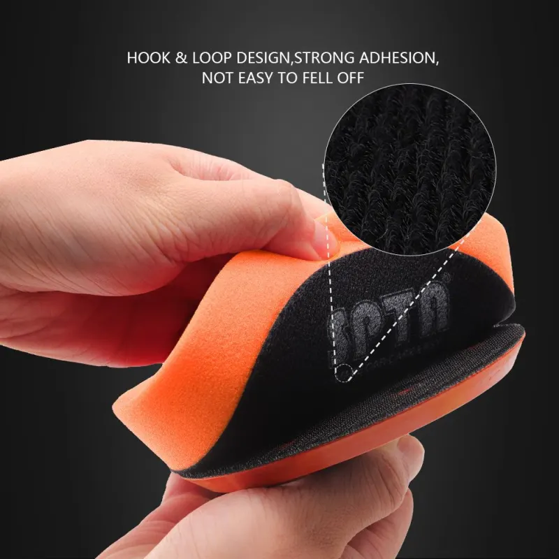 SPTA 3 Inch to 6 Inch T40 Orange Medium-Cut Foam Polishing Pad For DA/RO Car Polisher To Remove Light Cutting Pad ,Remove 2000# Sanding Disc Marks ,Fine Scratches & Light Oxidation High-Cut Foam Pad