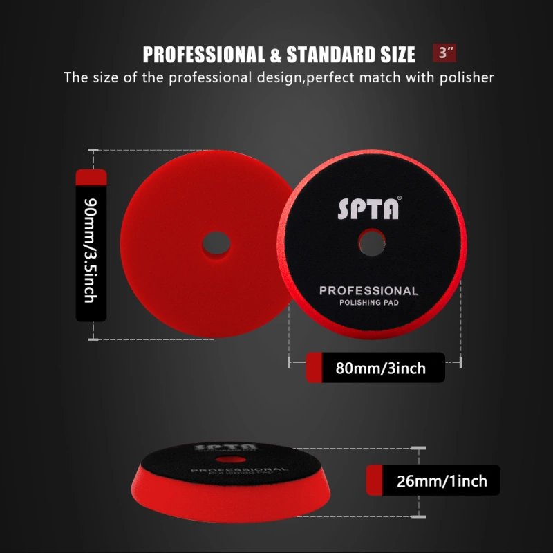 SPTA 3 Inch to 6 Inch T10 Ultra-Fine Finishing Foam Polishing Pad Swirl-Free, Gloss Finish Polish Pad For DA/RO Car Polisher To Remove Light Cutting Pad ,Remove Car Wash Scratches & Ultra-Fine Swirl Marks