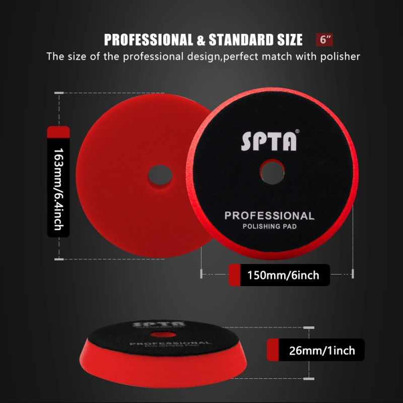 SPTA 3 Inch to 6 Inch T10 Ultra-Fine Finishing Foam Polishing Pad Swirl-Free, Gloss Finish Polish Pad For DA/RO Car Polisher To Remove Light Cutting Pad ,Remove Car Wash Scratches & Ultra-Fine Swirl Marks