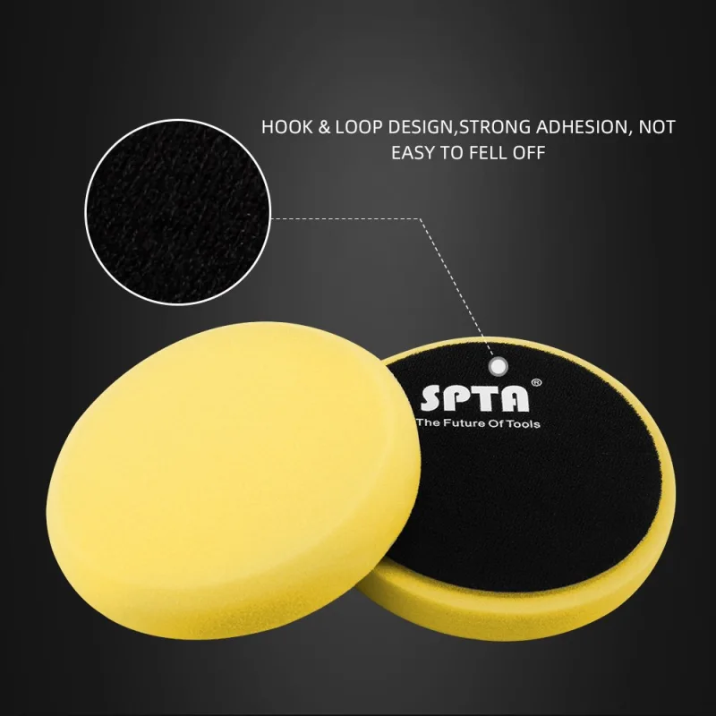 SPTA 5 Inch to 6 Inch T80 Intensive Cutting Swirl-Free Foam Polishing Pad For DA/RO/GA Car Buffer Polisher To Remove 1500/2000# sanding disc marks, swirl marks & heavy/medium oxidation