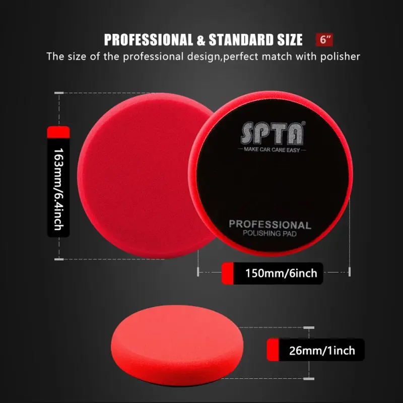 SPTA 3 Inch to 7 Inch T10 Ultra-Fine Finishing Foam Polishing Pad Swirl-Free, Gloss Finish Polish Pad For DA/RO Car Polisher To Remove Light Cutting Pad, Remove Car Wash Scratches & Ultra-Fine Swirl Marks