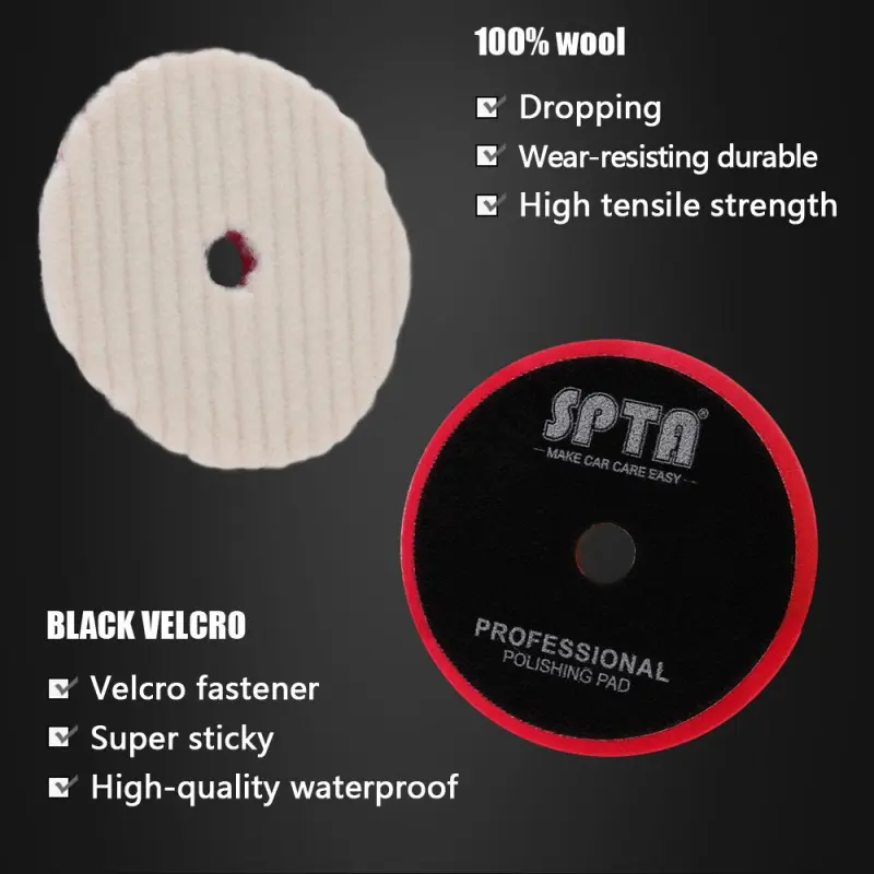 SPTA 3Inch/5Inch/6Inch Buffer Polishing Wool Pad, T140 Compound Cutting Wool Pad for Automotive, Boat Scratch Removing