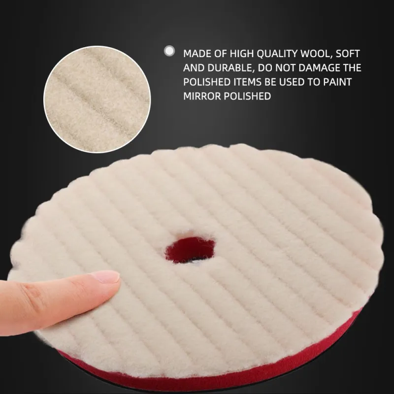 SPTA 3Inch/5Inch/6Inch Buffer Polishing Wool Pad, T140 Compound Cutting Wool Pad for Automotive, Boat Scratch Removing