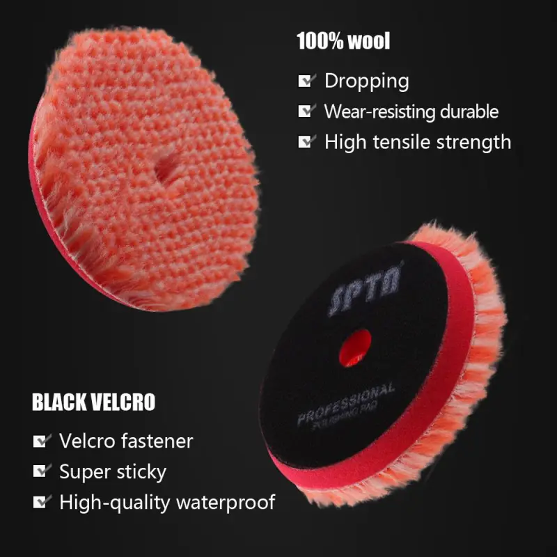 SPTA 3 inch to 6 inch Wool Polishing Pad, T140 Heavy Cut Wool Pad to Remove 1200#/1500# Sanding Disc Marks, Deep Scratches, Orange Peel and Heavy Oxidation for Automotive, Car, RV, Motorbike & Boat