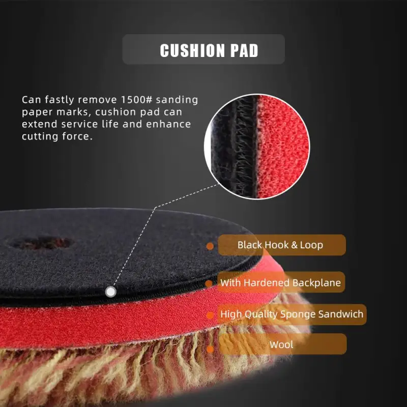 SPTA 3 inch to 6 inch Wool Polishing Pad, T140 Brown&Red Heavy Cut Wool Pad to Remove 1200#/1500# Sanding Disc Marks, Deep Scratches, Orange Peel and Heavy Oxidation for Automotive, Car, RV, Motorbike & Boat