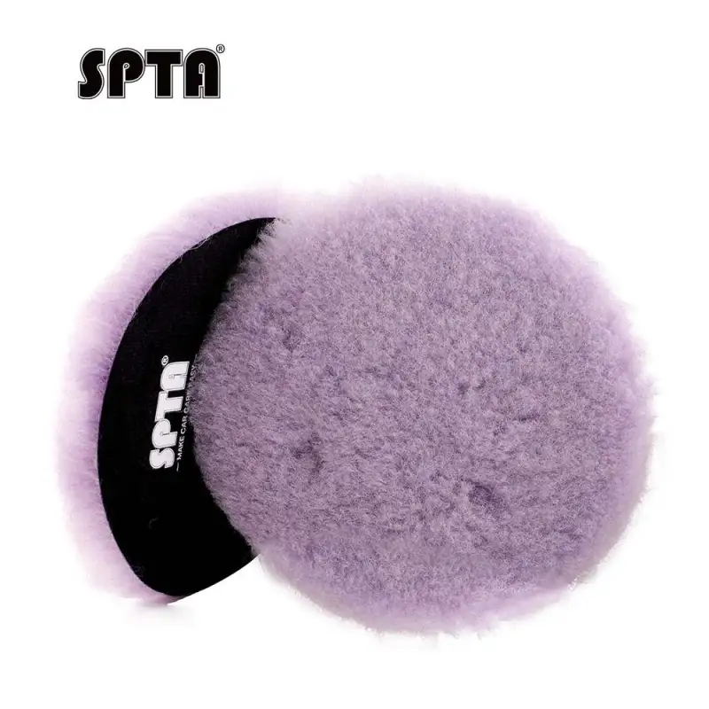 SPTA 3 inch to 6 inch Wool Polishing Pad, T140 Purple Heavy Cut Wool Pad to Remove 1200#/1500# Sanding Disc Marks, Deep Scratches, Orange Peel and Heavy Oxidation for Automotive, Car, RV, Motorbike & Boat