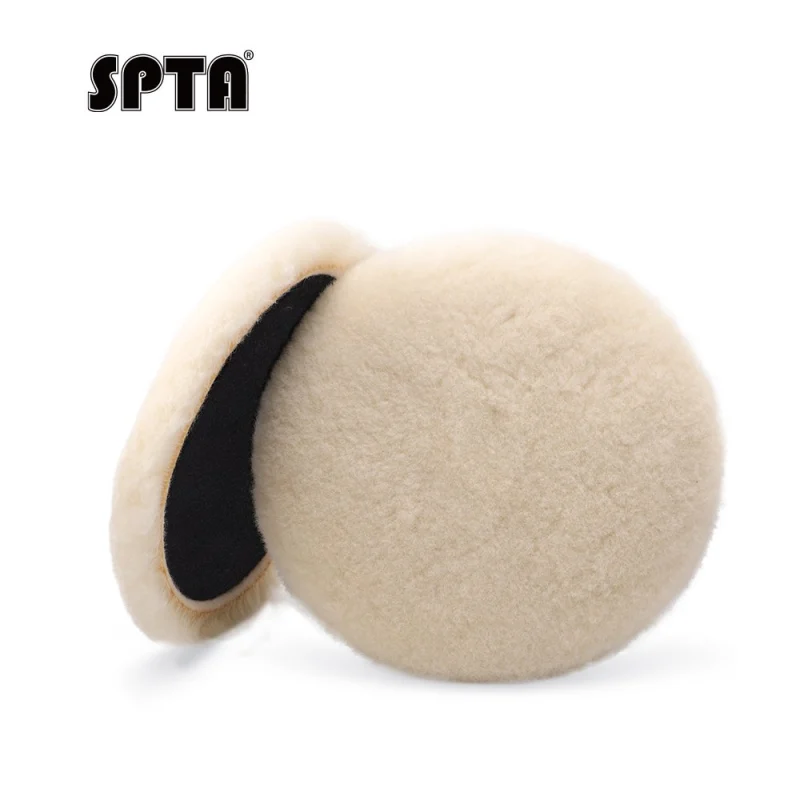 SPTA 3 inch to 7 inch Wool Polishing Pad, T160 White Heavy Cut Wool Pad to Remove 1200#/1500# Sanding Disc Marks, Deep Scratches, Orange Peel and Heavy Oxidation for Automotive, Car, RV, Motorbike & Boat