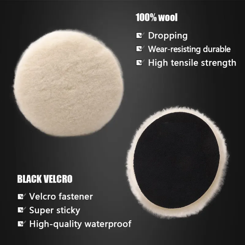 SPTA 3 inch to 7 inch Wool Polishing Pad, T160 White Heavy Cut Wool Pad to Remove 1200#/1500# Sanding Disc Marks, Deep Scratches, Orange Peel and Heavy Oxidation for Automotive, Car, RV, Motorbike & Boat