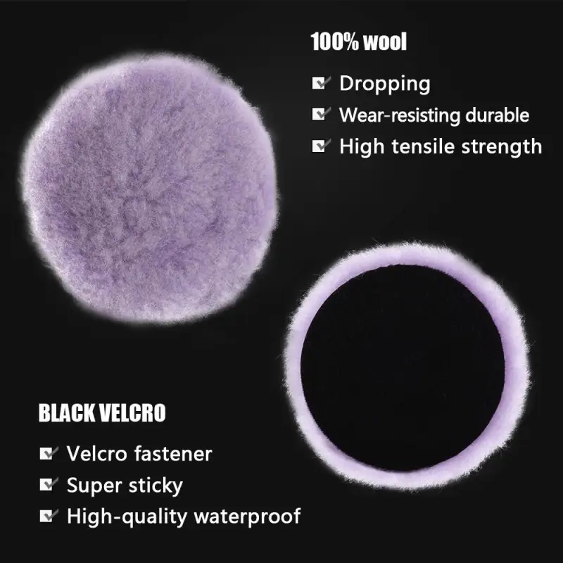 SPTA 3 inch to 6 inch Wool Polishing Pad, T140 Purple Heavy Cut Wool Pad to Remove 1200#/1500# Sanding Disc Marks, Deep Scratches, Orange Peel and Heavy Oxidation for Automotive, Car, RV, Motorbike & Boat