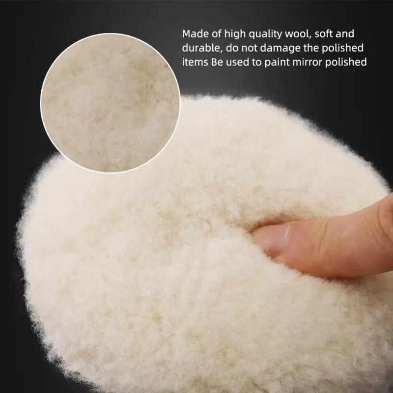 SPTA 3 inch to 7 inch Wool Polishing Pad, T160 White Heavy Cut Wool Pad to Remove 1200#/1500# Sanding Disc Marks, Deep Scratches, Orange Peel and Heavy Oxidation for Automotive, Car, RV, Motorbike & Boat