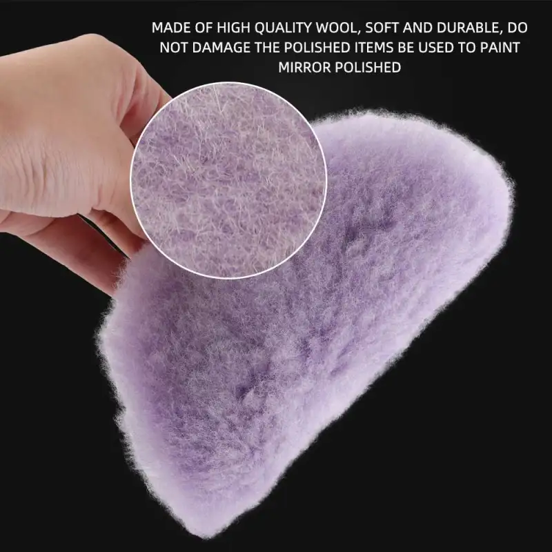 SPTA 3 inch to 6 inch Wool Polishing Pad, T140 Purple Heavy Cut Wool Pad to Remove 1200#/1500# Sanding Disc Marks, Deep Scratches, Orange Peel and Heavy Oxidation for Automotive, Car, RV, Motorbike & Boat