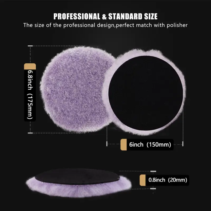 SPTA 3 inch to 6 inch Wool Polishing Pad, T140 Purple Heavy Cut Wool Pad to Remove 1200#/1500# Sanding Disc Marks, Deep Scratches, Orange Peel and Heavy Oxidation for Automotive, Car, RV, Motorbike & Boat