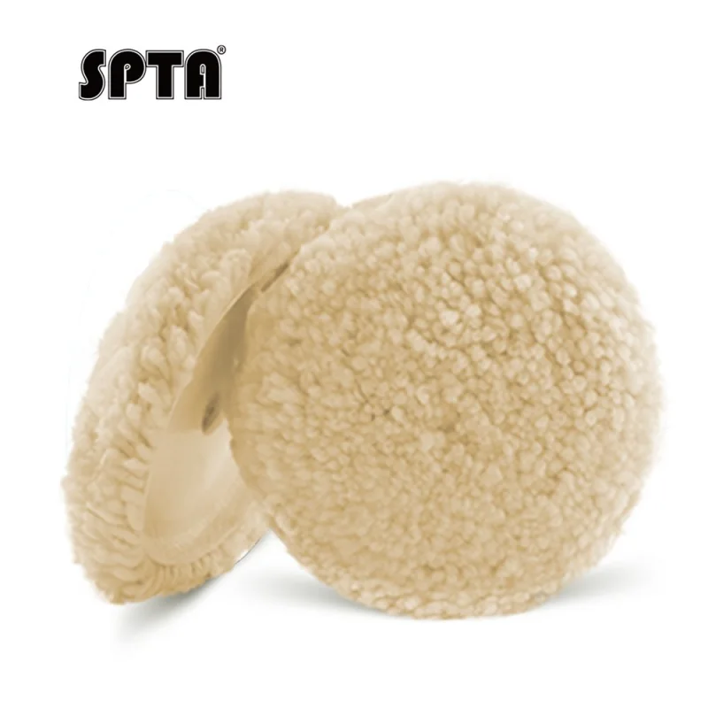 SPTA 3 inch to 7 inch Wool Polishing Pad, T180 Single-Side Heavy Cut Wool Pad to Remove 1200#/1500# Sanding Disc Marks, Deep Scratches, Orange Peel and Heavy Oxidation for Automotive, Car, RV, Motorbike & Boat
