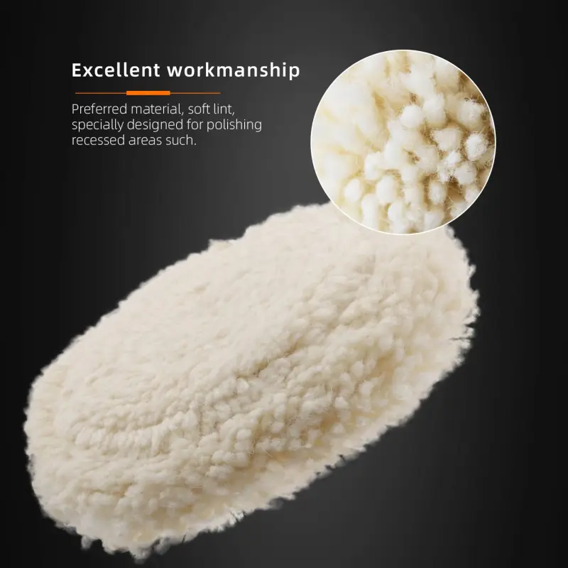 SPTA 3 inch to 7 inch Wool Polishing Pad, T180 Single-Side Heavy Cut Wool Pad to Remove 1200#/1500# Sanding Disc Marks, Deep Scratches, Orange Peel and Heavy Oxidation for Automotive, Car, RV, Motorbike & Boat