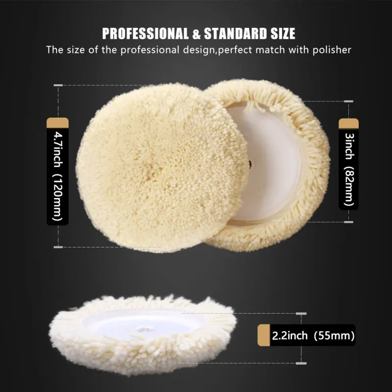 SPTA 3 inch to 7 inch Wool Polishing Pad, T180 Single-Side Heavy Cut Wool Pad to Remove 1200#/1500# Sanding Disc Marks, Deep Scratches, Orange Peel and Heavy Oxidation for Automotive, Car, RV, Motorbike & Boat