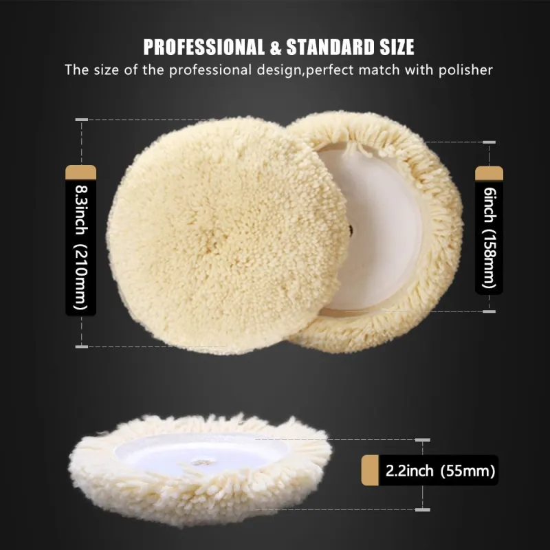 SPTA 3 inch to 7 inch Wool Polishing Pad, T180 Single-Side Heavy Cut Wool Pad to Remove 1200#/1500# Sanding Disc Marks, Deep Scratches, Orange Peel and Heavy Oxidation for Automotive, Car, RV, Motorbike & Boat