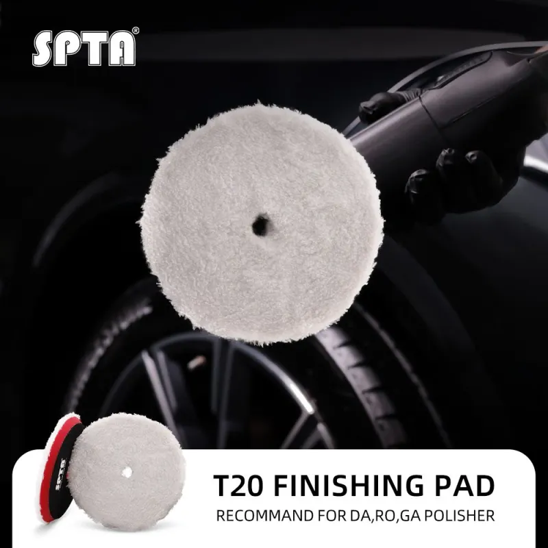 SPTA 3 inch to 6 inch Microfiber Pads, T20 Microfiber Finishing Pads to Remove Fine Scratches, Car Wash Scratches and Holograms for Dual Action Car Polisher Finishing Polishing Waxing