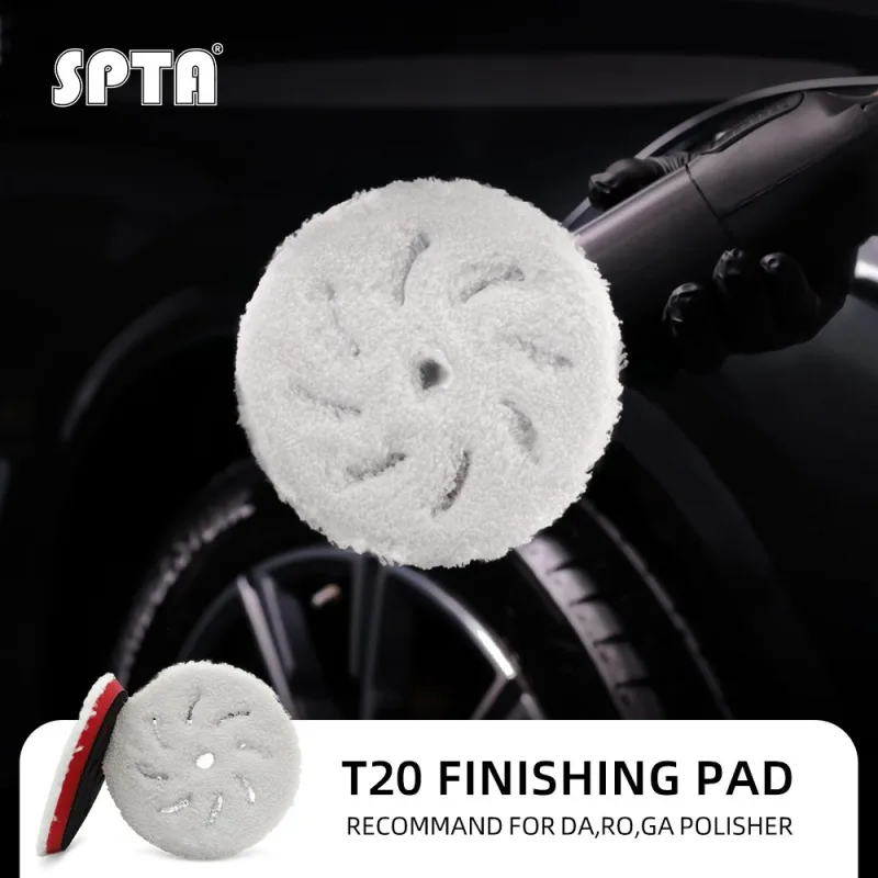 SPTA 5 inch to 6 inch Microfiber Pads, T20 Microfiber Finishing Pads to Remove Fine Scratches, Car Wash Scratches and Holograms for Dual Action Car Polisher Finishing Polishing Waxing