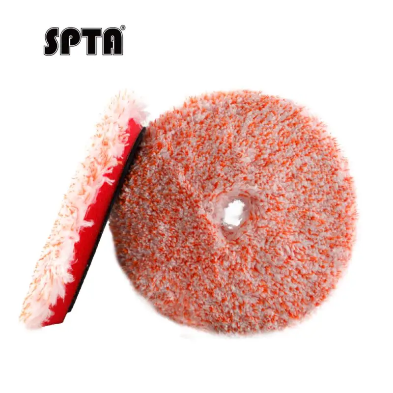 SPTA 3 inch to 6 inch Microfiber Pads, T100 Fast Cutting Microfiber Pads 3-in-1 Microfiber Pad to Remove Fine Scratches, Car Wash Scratches and Holograms for Dual Action Car Polisher Finishing Polishing Waxing