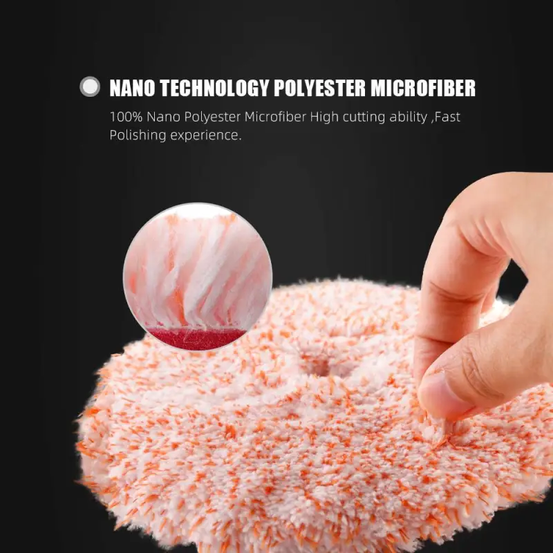 SPTA 3 inch to 6 inch Microfiber Pads, T100 Fast Cutting Microfiber Pads 3-in-1 Microfiber Pad to Remove Fine Scratches, Car Wash Scratches and Holograms for Dual Action Car Polisher Finishing Polishing Waxing