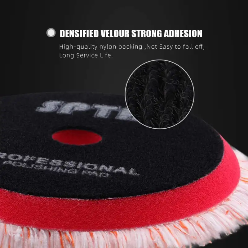 SPTA 3 inch to 6 inch Microfiber Pads, T100 Fast Cutting Microfiber Pads 3-in-1 Microfiber Pad to Remove Fine Scratches, Car Wash Scratches and Holograms for Dual Action Car Polisher Finishing Polishing Waxing