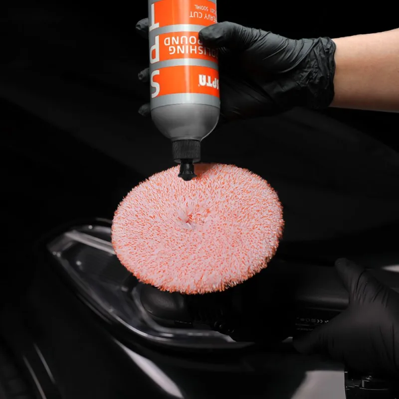 SPTA 3 inch to 6 inch Microfiber Pads, T100 Fast Cutting Microfiber Pads 3-in-1 Microfiber Pad to Remove Fine Scratches, Car Wash Scratches and Holograms for Dual Action Car Polisher Finishing Polishing Waxing