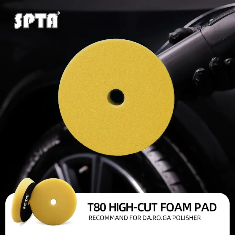 SPTA 3 Inch to 6 Inch T80 Intensive Cutting Swirl-Free Foam Polishing Pad For DA/RO/GA Car Buffer Polisher To Remove 1500/2000# sanding disc marks, swirl marks & heavy/medium oxidation